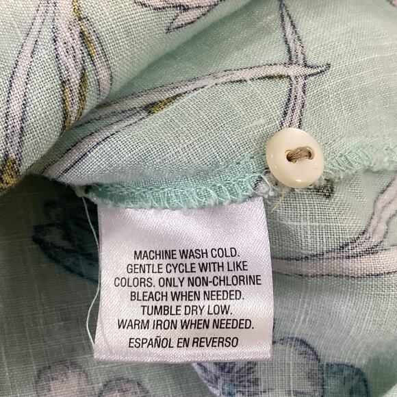 Charter Club Linen Luxury Tunic Size XL Long Sleeve Button Up Floral Beachy - Picture 10 of 16